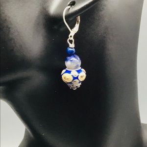 European Style Glass Beads -Silver Core Earrings